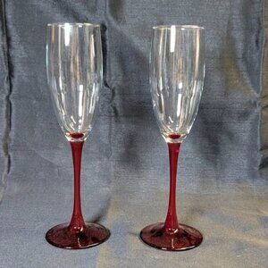 Luminarc Cherry Red Stem Champagne Mimosa Cocktail Glass Set of 2